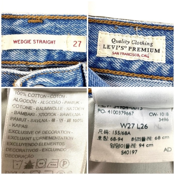 LEVI’S Wedgie Straight Ripped Distressed Jeans in Light Washed Button - Picture 7 of 11